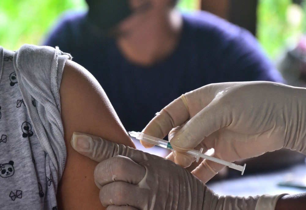 A beneficiary gets the vaccine shot during the COVID-19 vaccination drive organized by the Imkonglenden Colony Council (ICC), Dimapur on June 28. (Photo Courtesy: ICC)